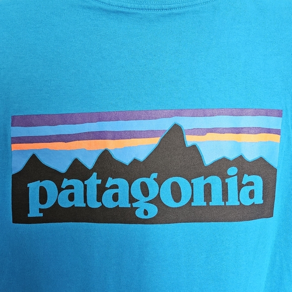 Mens P-6 Logo Patagonia Blue Organic Cotton T Shirt Size XXL - Picture 5 of 8